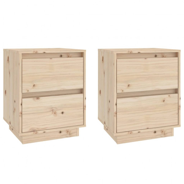 Mesitas de noche 2 uds madera maciza de pino 40x35x50 cm M 2
