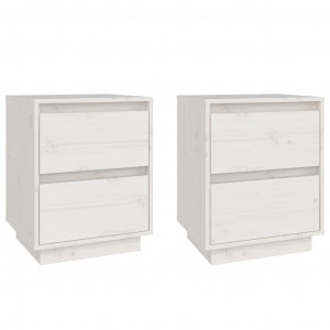 Mesas de cabeceira 2 pcs 40x35x50 cm pinho maciço branco H