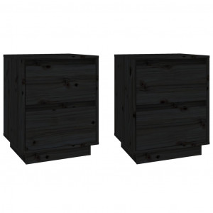 Mesas de cabeceira 2 pcs 40x35x50 cm pinho maciço preto H