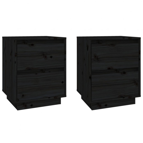 Mesitas de noche 2 uds madera maciza de pino negro 40x35x50 cm M 2