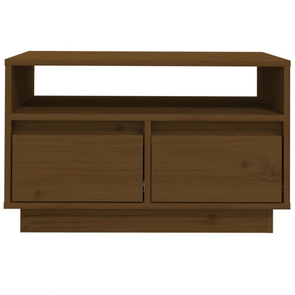 Mueble de TV madera maciza de pino marrón miel 60x35x37 cm M 5