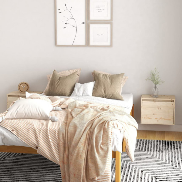 Armario de pared 2 unidades madera maciza de pino 45x30x35 cm D