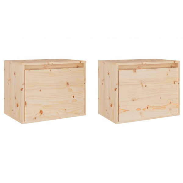 Armario de pared 2 unidades madera maciza de pino 45x30x35 cm M 2