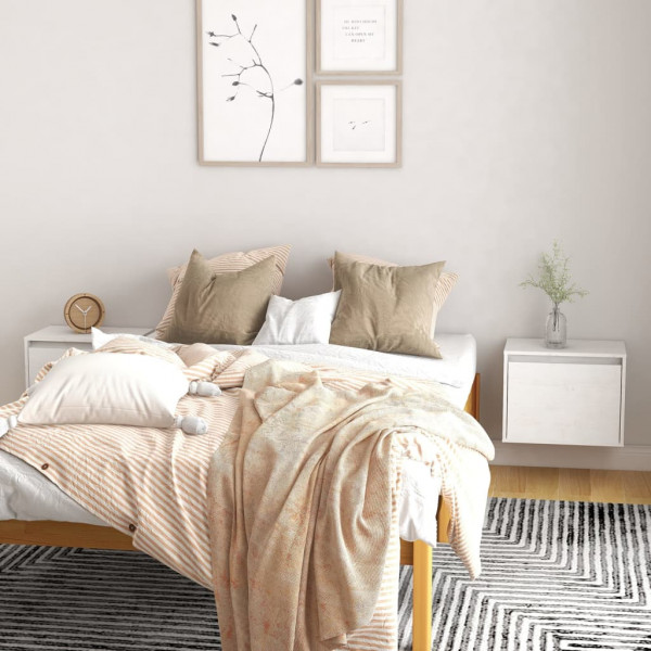 Armario de pared 2 uds madera maciza de pino blanco 45x30x35 cm D