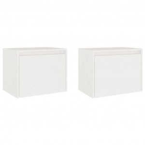 Armario de pared 2 uds madera maciza de pino blanco 45x30x35 cm H