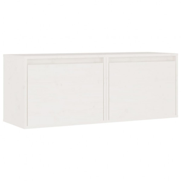 Armario de pared 2 uds madera maciza de pino blanco 45x30x35 cm M 5