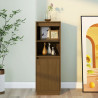 Aparador alto de madera maciza de pino marrón miel 37x34x110 cm 3