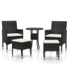 5 pcs conjunto lounge de jardim vime PE preto 2