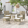 5 pcs conjunto lounge de jardim vime PE bege 1