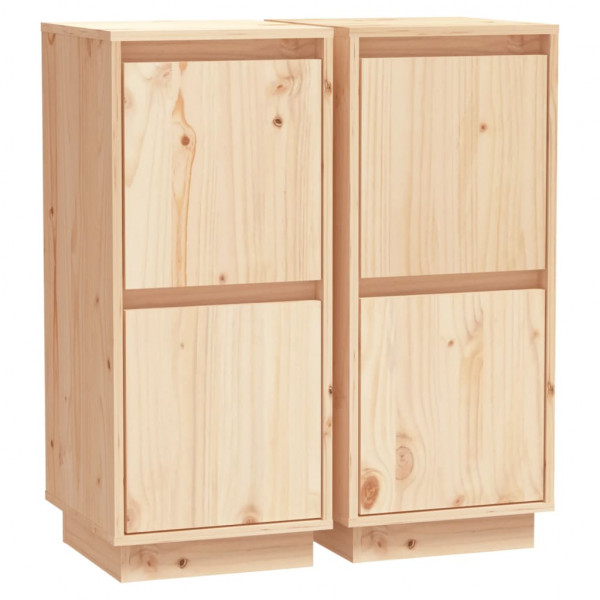 Aparador 2 uds madera maciza de pino 31.5x34x75 cm M 2