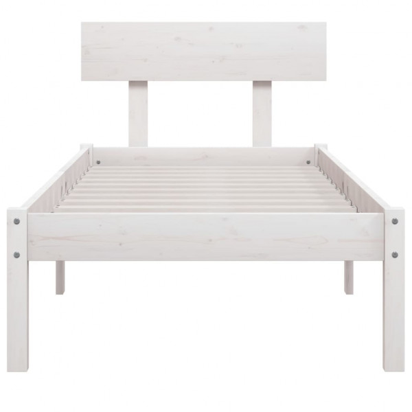 Estructura cama madera pino pequeña individual blanca 75x190 cm M 4