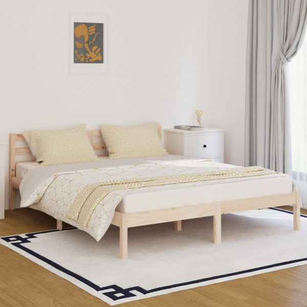 Estructura de cama de madera maciza de pino 160x200 cm D