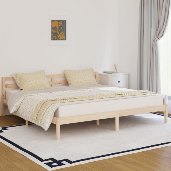 Estructura de cama madera maciza de pino 200x200 cm D