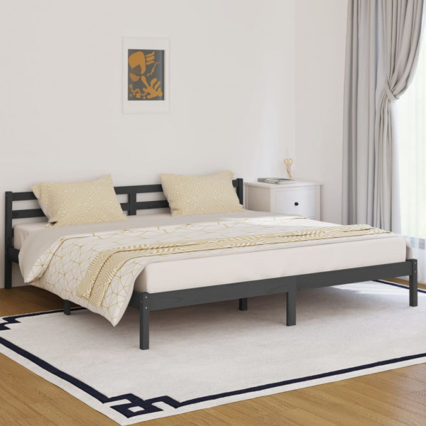 Estructura de cama madera maciza de pino gris 200x200 cm D