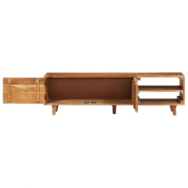 Mueble de TV madera acacia con acabado miel 140x30x40 cm M 4