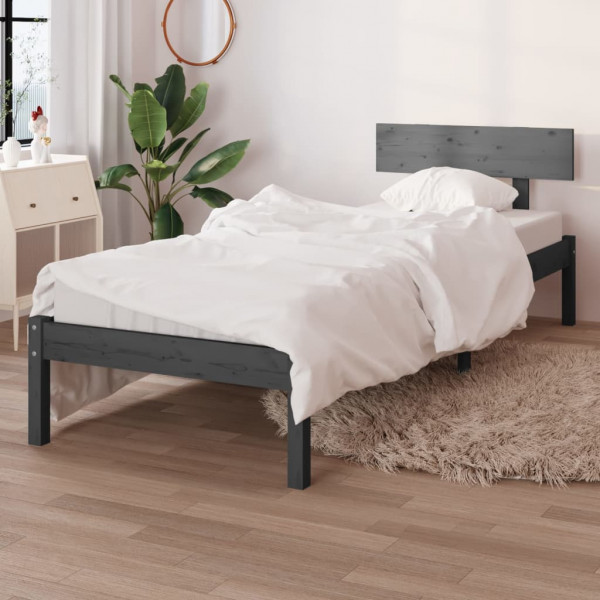 Estructura de cama madera maciza de pino individual 90x190 cm D