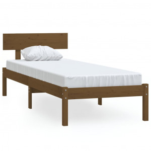 Estructura cama madera pino pequeña individual marrón 90x190 cm H