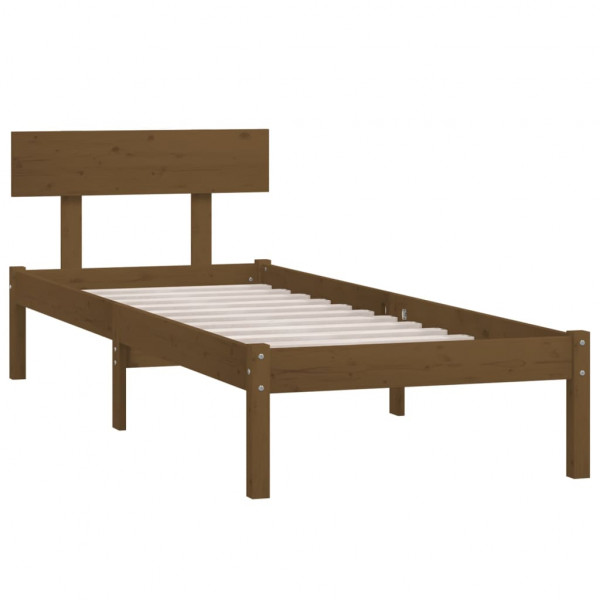 Estrutura de cama solteiro 90x190 cm pinho maciço castanho mel M 3