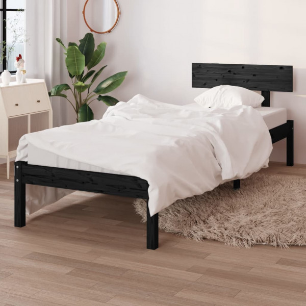 Estructura de cama madera maciza de pino individual 90x190 cm D