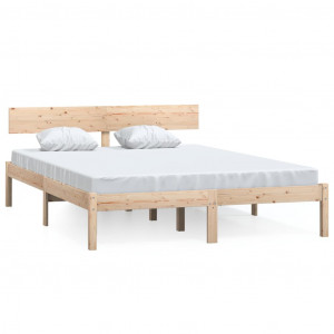 Estructura de cama madera maciza de pino individual 120x190 cm H