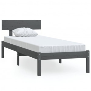 Estructura de cama madera maciza de pino gris 100x200 cm H