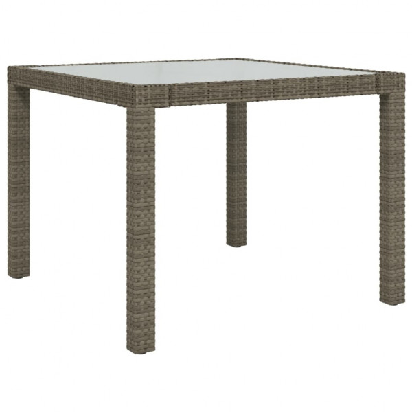 Mesa jardín vidrio templado ratán sintético 90x90x75 cm gris M 2