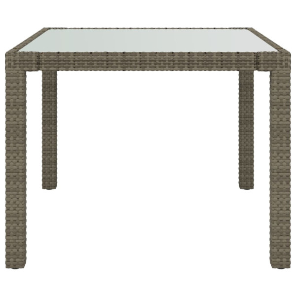 Mesa jardín vidrio templado ratán sintético 90x90x75 cm gris M 3