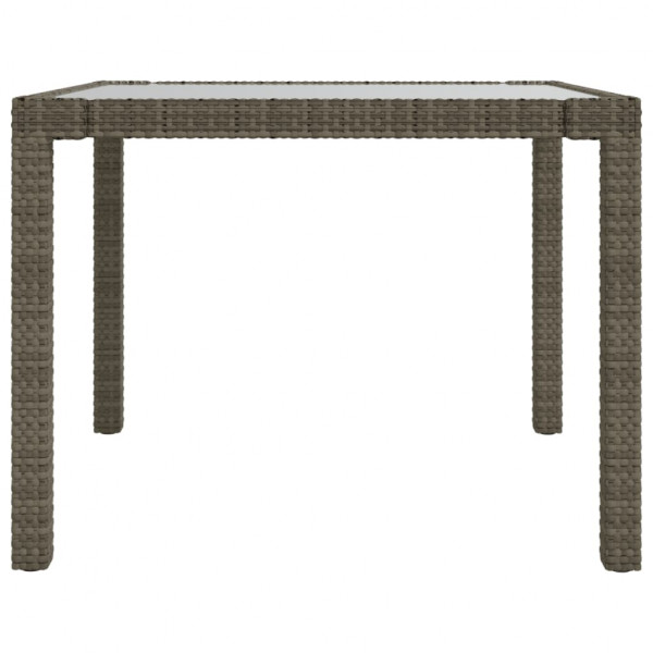 Mesa jardín vidrio templado ratán sintético 90x90x75 cm gris M 4