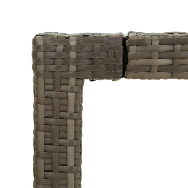 Mesa jardín vidrio templado ratán sintético 90x90x75 cm gris M 5