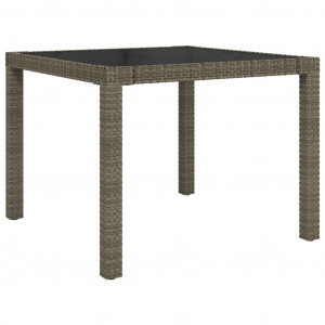Mesa jardín vidrio templado ratán sintético 90x90x75 cm gris H