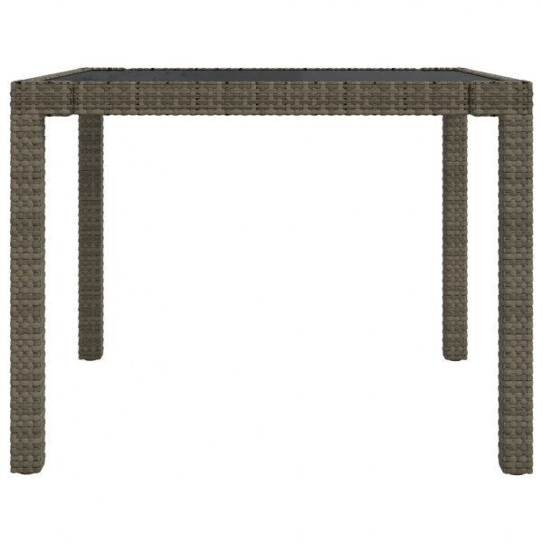 Mesa jardín vidrio templado ratán sintético 90x90x75 cm gris M 3