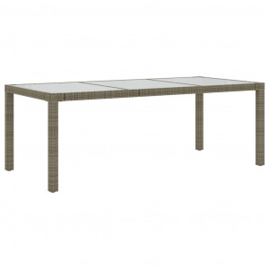 Mesa jardín vidrio templado ratán sintético gris 190x90x75 cm H