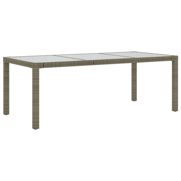 Mesa jardín vidrio templado ratán sintético gris 190x90x75 cm M 2
