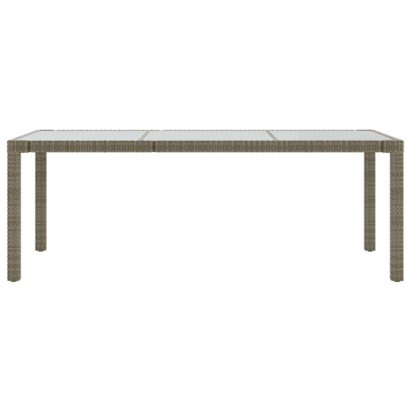 Mesa jardín vidrio templado ratán sintético gris 190x90x75 cm M 3