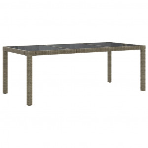 Mesa jardín vidrio templado ratán sintético gris 190x90x75 cm H