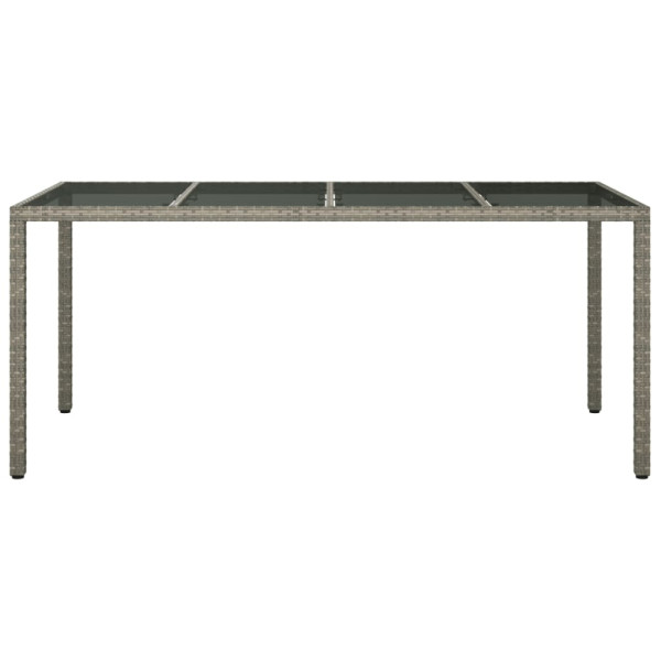 Mesa jardín vidrio templado ratán sintético gris 190x90x75 cm M 3