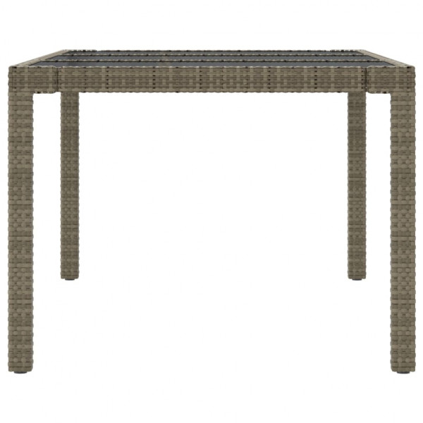 Mesa jardín vidrio templado ratán sintético gris 190x90x75 cm M 4