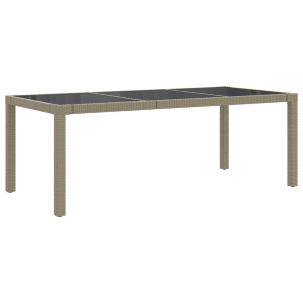 Mesa jardín vidrio templado ratán sintético beige 190x90x75 cm M 2