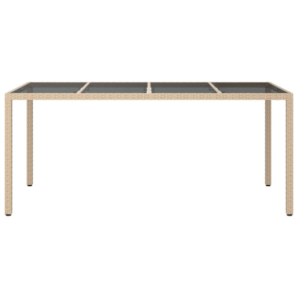 Mesa jardín vidrio templado ratán sintético beige 190x90x75 cm M 3