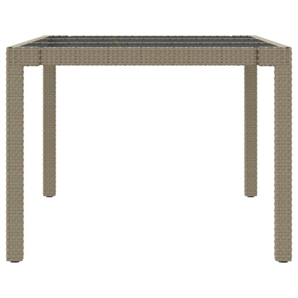 Mesa jardín vidrio templado ratán sintético beige 190x90x75 cm M 4