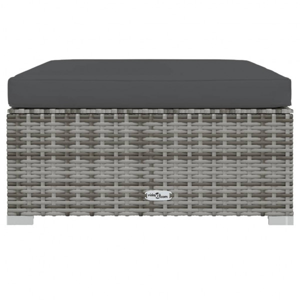 Apoio de pés p/ jardim com almofadão 70x70x30 cm vime PE cinza M 3