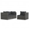 3 pcs conjunto lounge de jardim c/ almofadões vime PE cinzento 2
