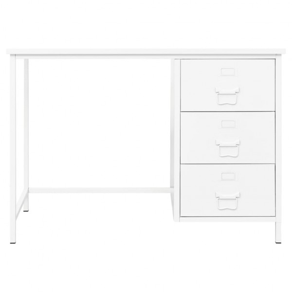 Secretária industrial c/ gavetas 105x52x75 cm aço branco M 2