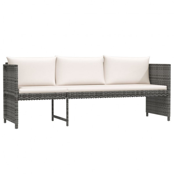 Set de muebles de jardín 6 pzas y cojines ratán sintético gris M 3