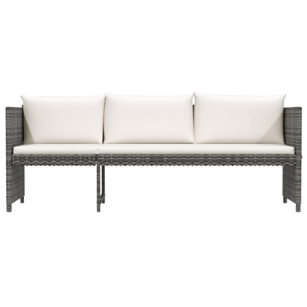 6 pcs conjunto lounge de jardim c/ almofadões vime PE cinzento M 4