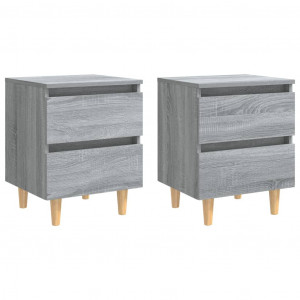 Mesas cabeceira c/ pernas madeira 2pcs 40x35x50 cm sonoma cinza H