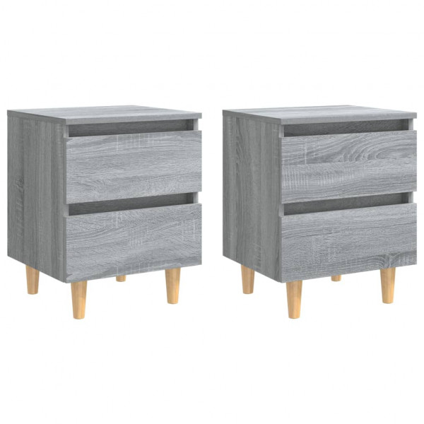 Mesitas de noche 2 uds patas de madera gris Sonoma 40x35x50 cm M 2