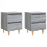 Mesitas de noche 2 uds patas de madera gris Sonoma 40x35x50 cm 2