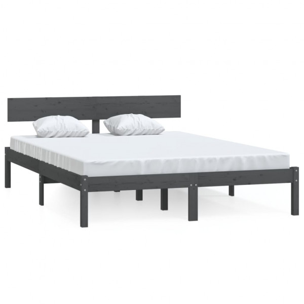 Estructura cama madera pino pequeña individual gris 120x190 cm M 2