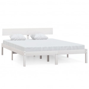 Estrutura de cama 140x190 cm pinho maciço branco H